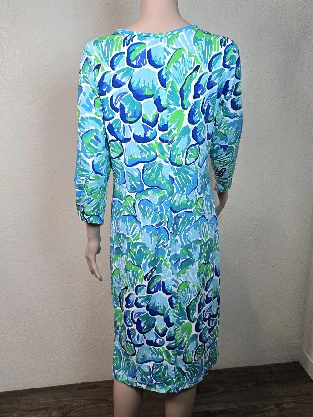 Lilly Pulitzer Women's Kenzie 3/4 Sleeve Cotton Dress Agate Green Lazy River Med - Picture 6 of 10